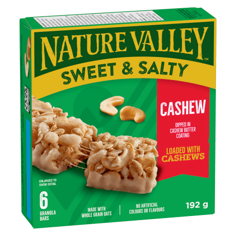 6 pack Nature Valley Sweet & Salty in Cashew flavor, front of box