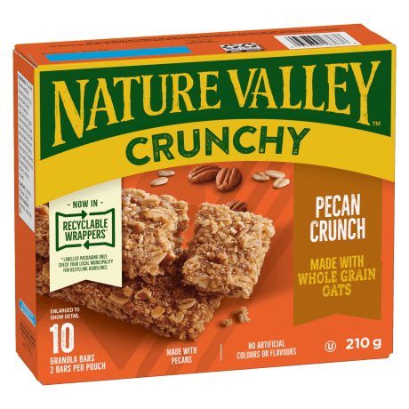10 pack Nature Valley Crunchy in Pecan Crunch flavor, front of box