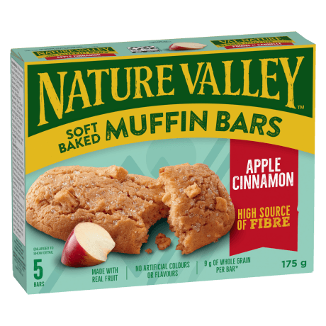 5 pack Nature Valley Muffin Bars in Apple Cinnamon flavor, front of box