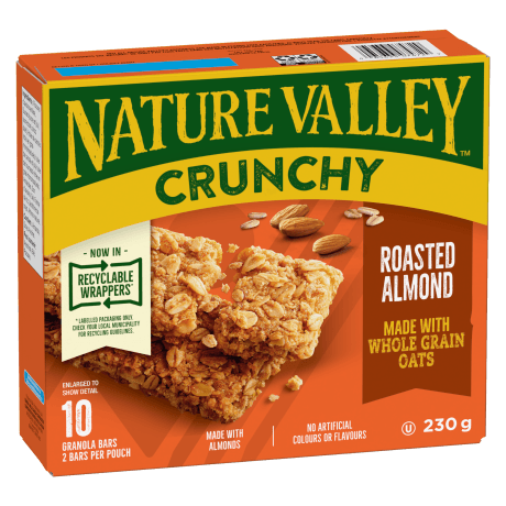 10 pack Nature Valley Crunchy in Roasted Almond flavor, front of box