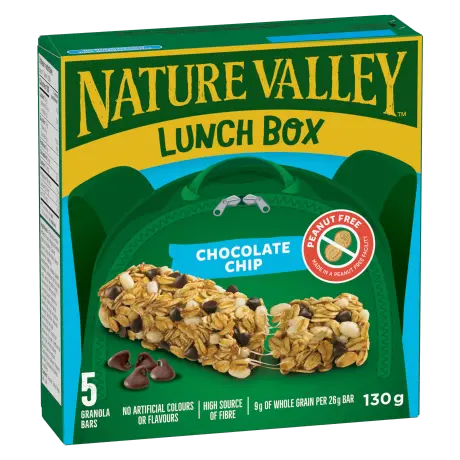 5 pack Nature Valley Lunch Box in Chocolate Chip flavor, front of box