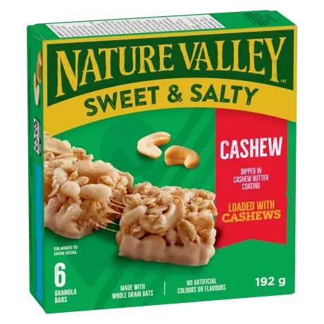 6 pack Nature Valley Sweet & Salty in Cashew flavor, front of box