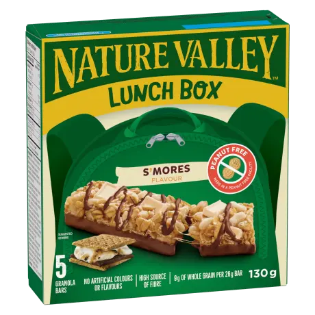 5 pack Nature Valley Lunch Box in S'Mores Chocolate flavor, front of box