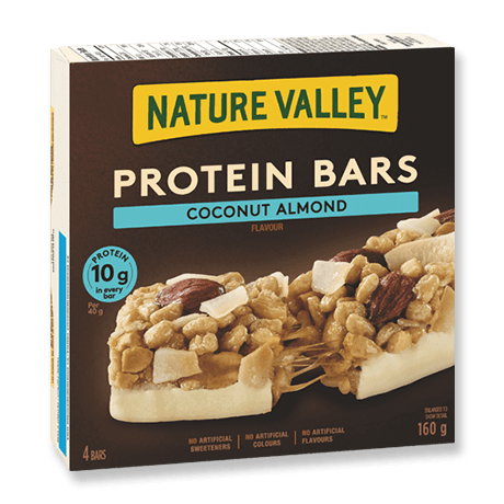 A box of Nature Valley Coconut Almond Protein Bars